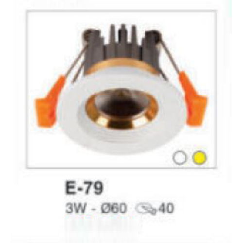 E- 79: Đèn LED âm trần 3W, 1 chế độ ánh sáng ( trắng/vàng)