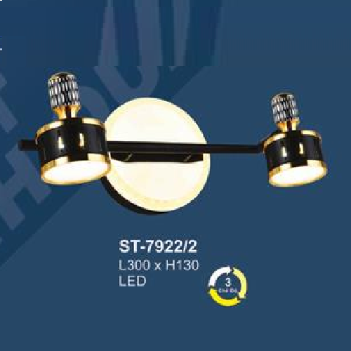AN - ST - 7922/2: Đèn rọi tranh/gương đôi - KT: L300mm x H130mm - Đèn LED đổi 3 màu