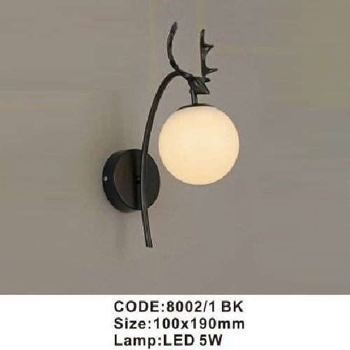 CODE: 8002/1 BK: Đèn gắn tường LED  - KT: 100mm x H190mm -Đèn LED 5W