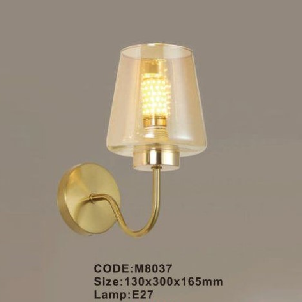 CODE: M8037: Đèn gắn tường đơn - KT: 130mm x 300mm x H165mm - Bóng đèn E27 x 1 bóng