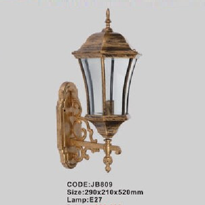 CODE: JB809: Đèn gắn tường ngoài trời - KT: 290mm x 210mm x 520mm - Đèn E27 x 1 bóng