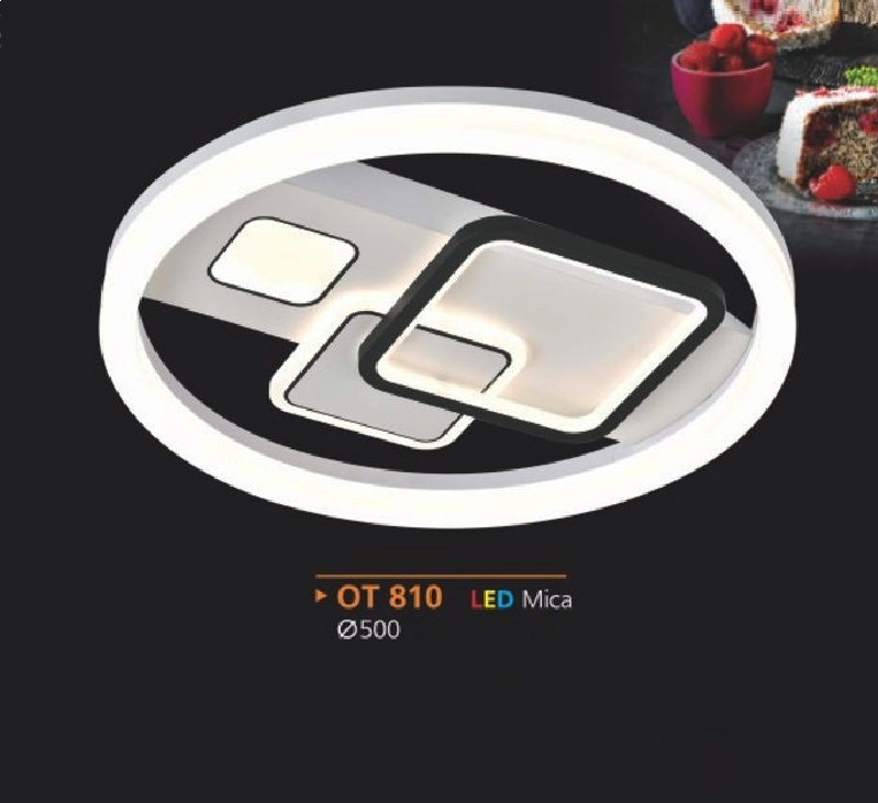 AD - OT 810: Đèn ốp trần LED Mica - KT: Ø500mm - Đèn LED