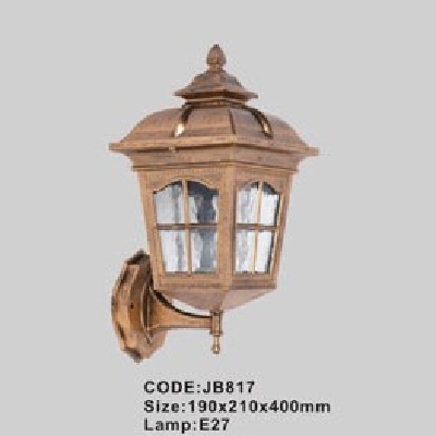 CODE: JB817: Đèn gắn tường ngoài trời - KT: 190mm x 210mm x 400mm - Đèn E27 x 1 bóng