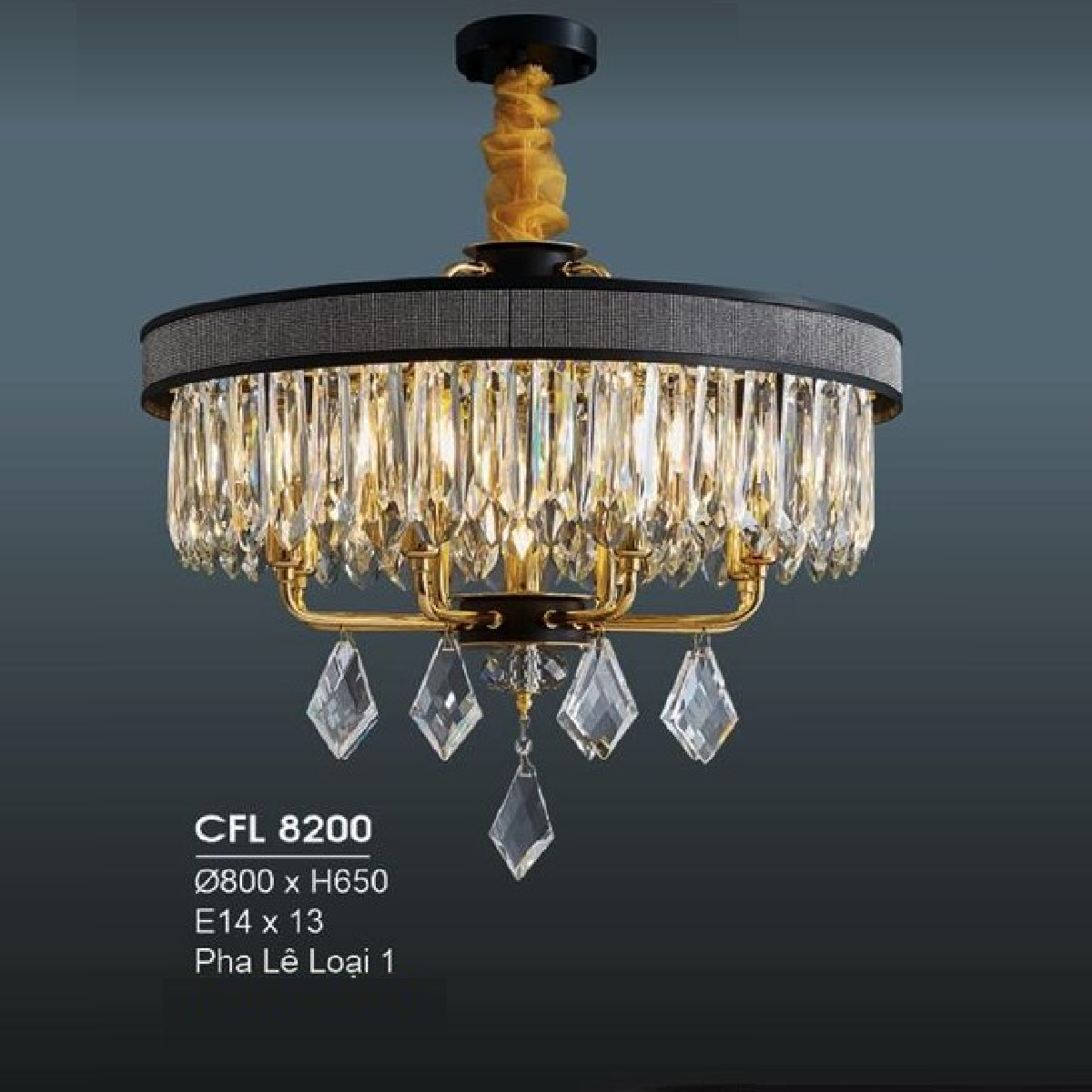 HF - CFL 8200: Đèn thả Phale  - KT: Ø900mm x H650mm - Bóng đèn chân E14 x 13 bóng