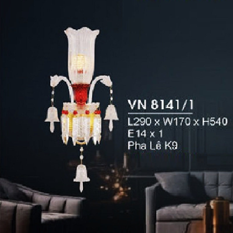 HF - VN 8141/1: Đèn gắn tường nến 1 bóng - KT: L290mm x W170mm x H540mm - Bóng đèn E14 x 1