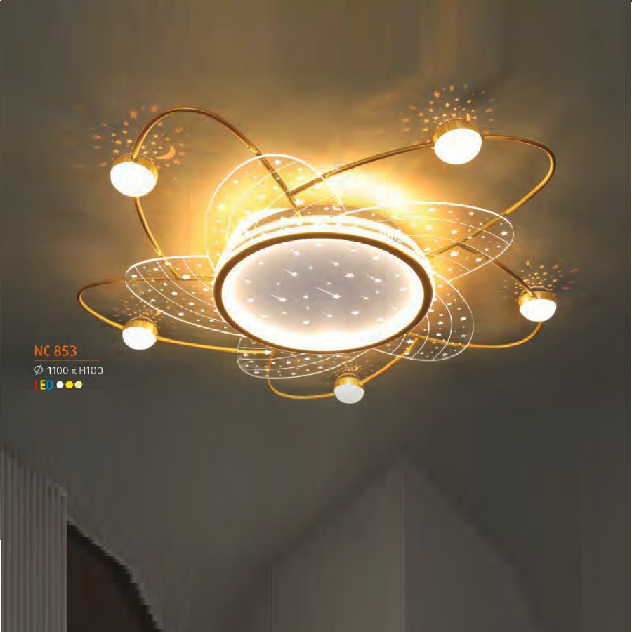 NC 853: Đèn áp trần LED Mica - KT: Ø1100mm x H100mm - Đèn LED đổi 3 màu