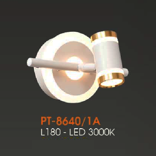 VE - PT - 8640/1A: Đèn rọi tranh/gương đơn - KT: L180mm - Đèn LED  ánh sáng vàng 3000K