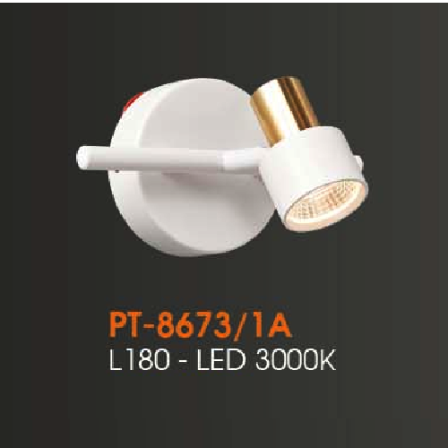 VE - PT - 8673/1A: Đèn rọi tranh/gương  đơn - KT: L180mm - Đèn LED ánh sáng vàng 3000K