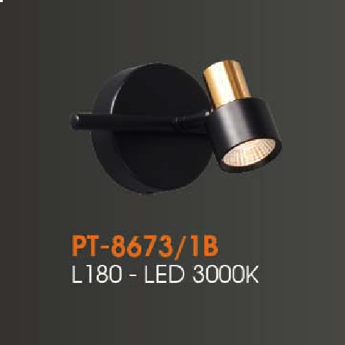 VE - PT - 8673/1B: Đèn rọi tranh/gương  đơn - KT: L180mm - Đèn LEDánh sáng vàng 3000K