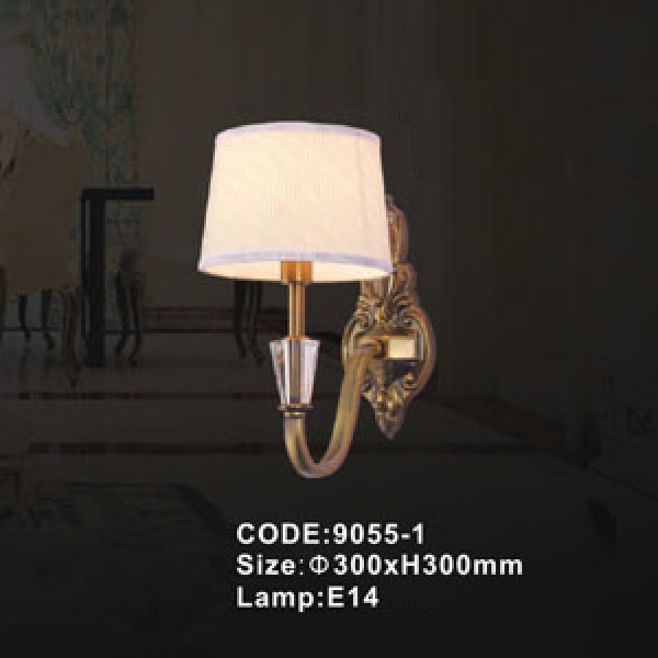 CODE: 9055-1: Đèn gắn tường đơn - KT: Ø300mm x H300mm - Bóng đèn E14 x 1