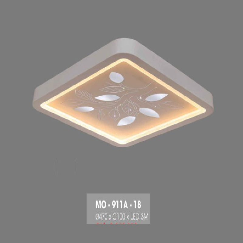 MO - 911A-18: Đèn áp trần vuông LED - KT: L470mm x W470mm x H100mm - Đèn LED đổi 3 màu