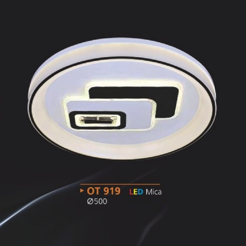 AD - OT 919: Đèn áp trần LED Mica - KT: Ø500mm - Đèn LED