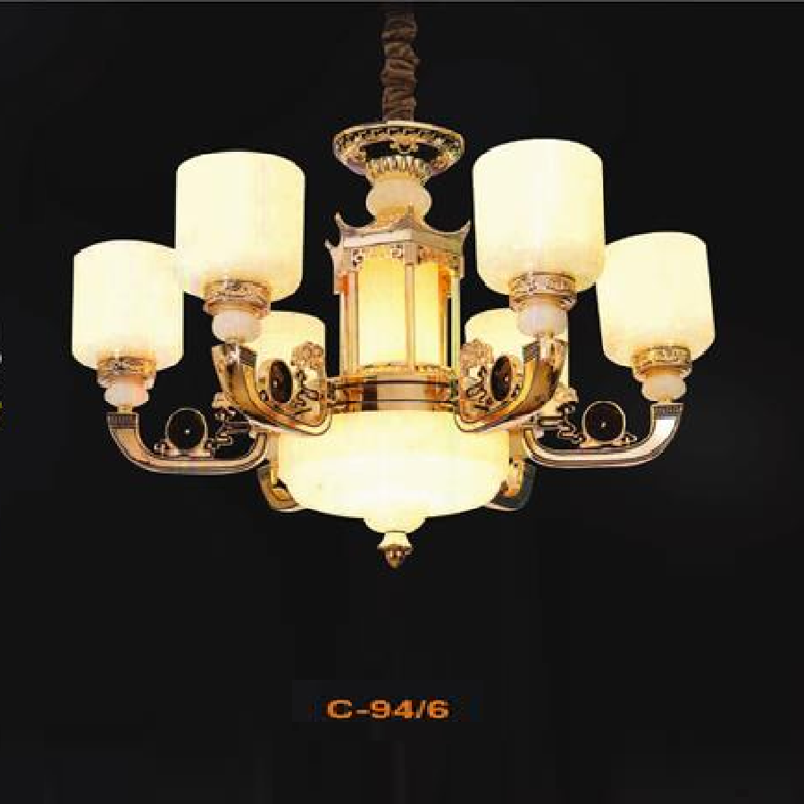 E - C - 94/6: Đèn chùm 6 tay -  KT: Ø750mm x H500mm - Bóng đèn E27 x 6 bóng + Đèn LED