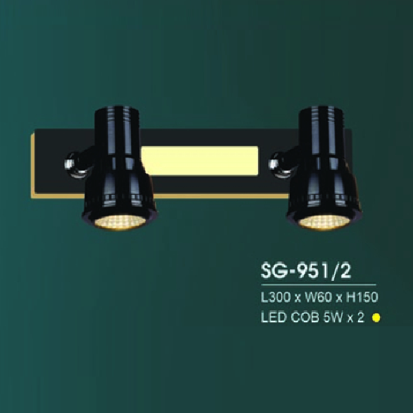 HF - SG - 951/2: Đèn rọi tranh / rọi gương đôi - KT: L300mm x W60mm x H150mm - Đèn LED COB 10W ánh sáng vàng