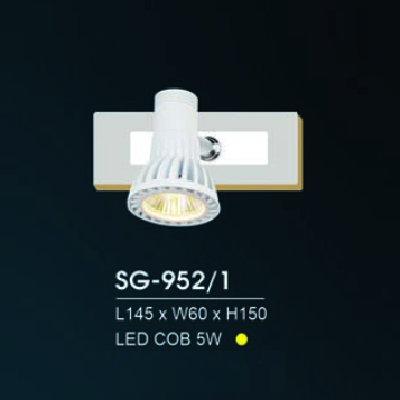 HF - SG - 952/1: Đèn rọi gương/tranh - KT: L145mm x W60mm x H150mm - Đèn LED COB 5W ánh sáng vàng
