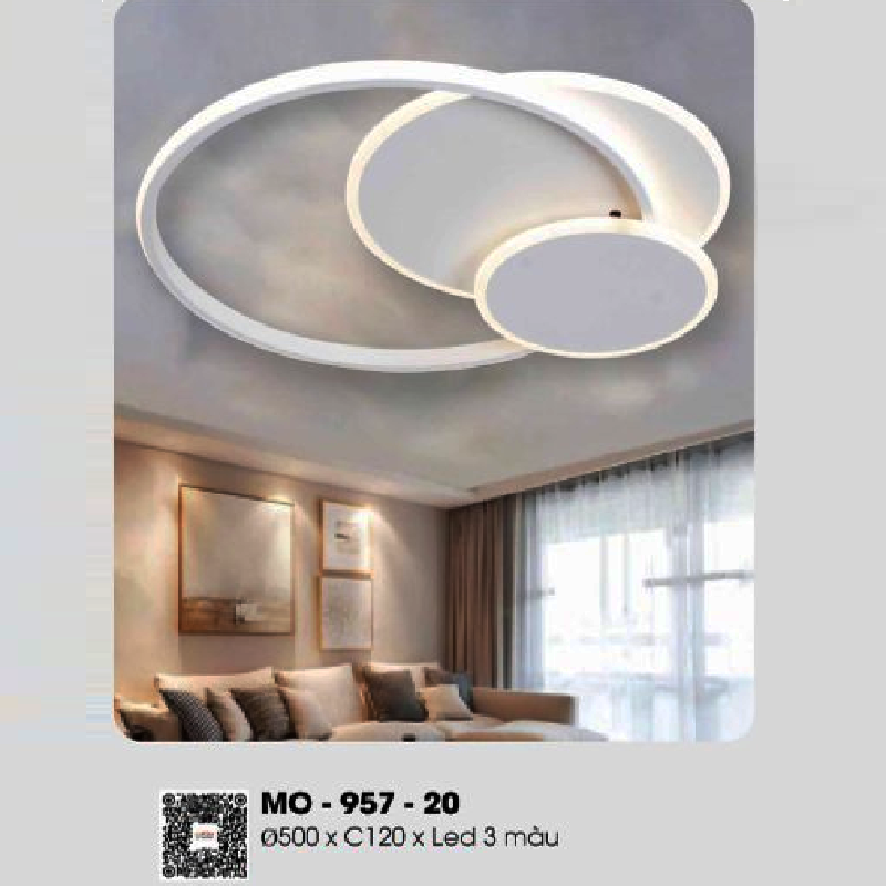 MO - 957-20: Đèn áp trần LED - KT: Ø600mm x H120mm - Đèn LED đổi 3 màu