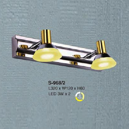 EU - S - 968/2: Đèn rọi tranh/ gương đôi - KT: L320mm x W120mm x H60mm - Đèn LED 3W x 2 ánh sáng đổi 3 màu