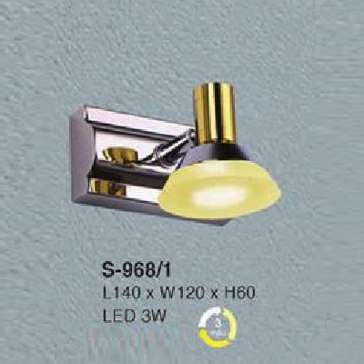 EU - S - 968/1: Đèn rọi tranh/gương - KT: L140mm x W120mm x H60mm - Đèn LED 3W ánh sáng đổi 3 màu