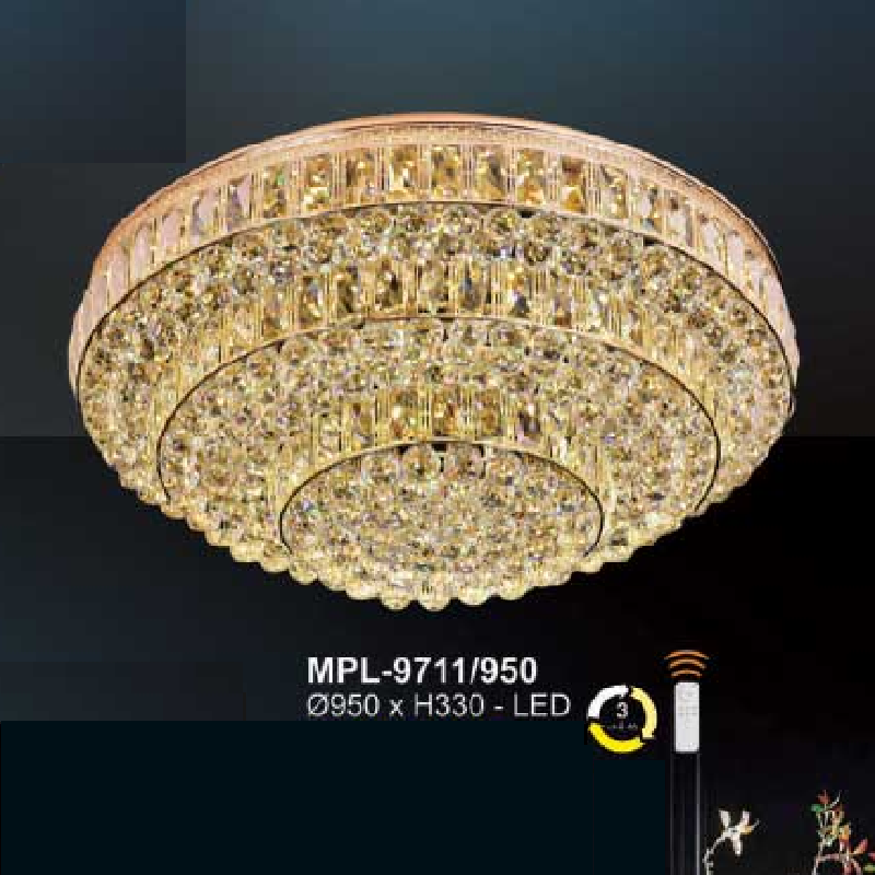 AN - MPL - 9711/950: Đèn áp trần Phale LED - KT: Ø950mm x H330mm - Đèn LED đổi 3 màu - Remote