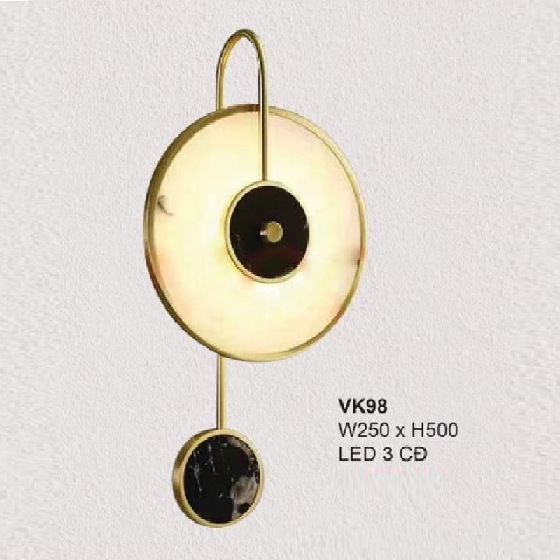 35 - VK98: Đèn gắn tường KED - KT: W250mm x H500mm - Đèn LED đổi 3 màu