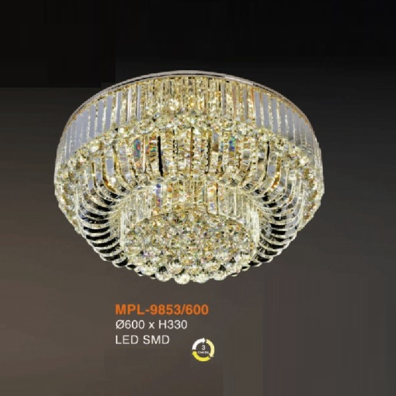 VE - MPL- 9853/600: Đèn áp trần Phale LED - KT; Ø600mm x H330mm - Đèn LED SMD đổi 3 màu