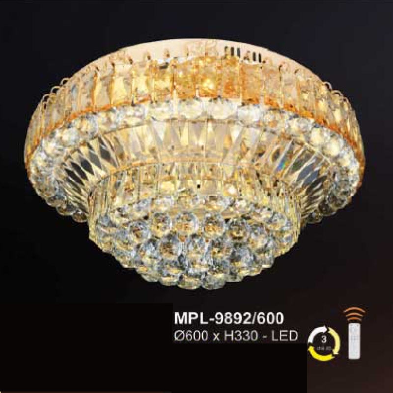 AN - MPL- 9892/600: Đèn áp trần Phale - KT: Ø600mm x H330mm - Đèn LED đổi 3 màu  - Remote