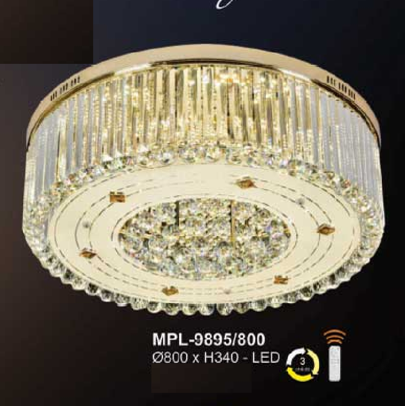 VE - MPL - 9895/800: Đèn áp trần Phale LED - KT: Ø800mm x H340mm - Đèn LED đổi 3 màu - Remote
