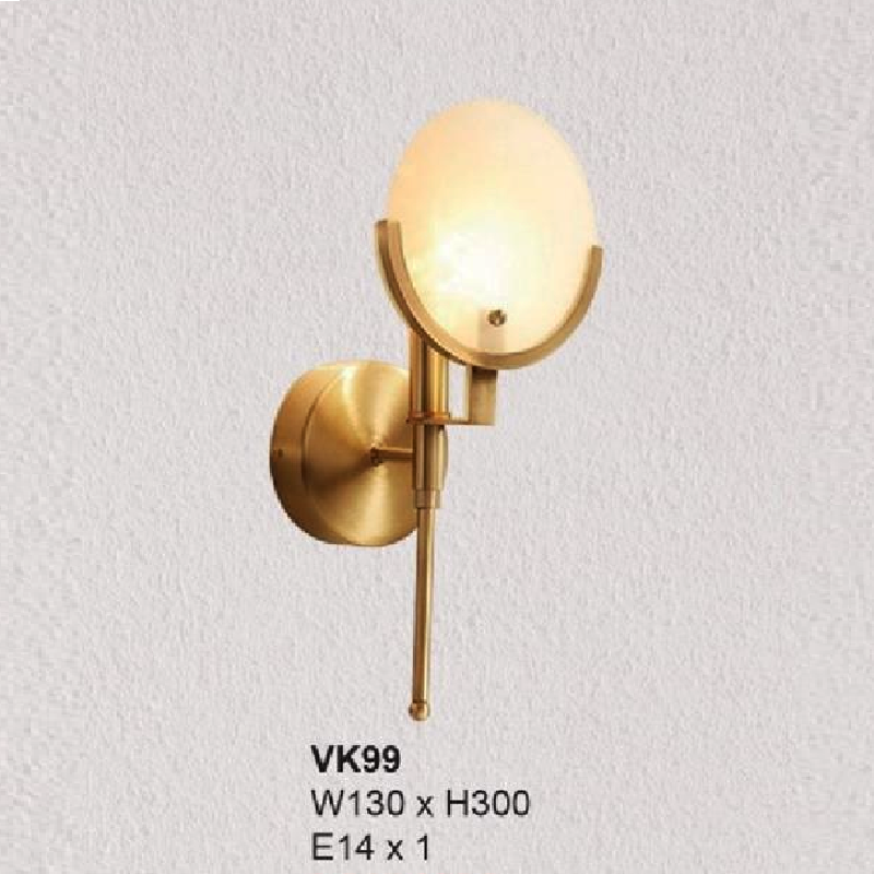 35 - VK99: Đèn gắn tường chao thủy tinh - KT: W130mm x H300mm - Bóng đèn E14 x 1