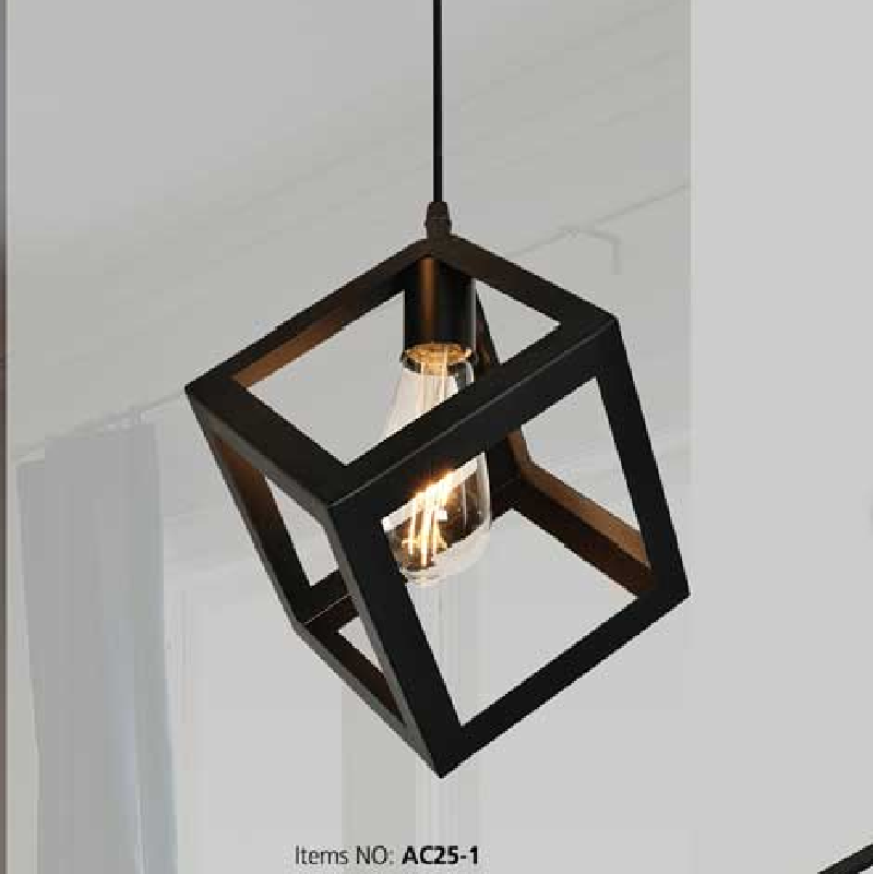 AC25 - 1: Đèn thả đơn - KT: Ø220mm x H1000mm - Bóng đèn E27 x 1
