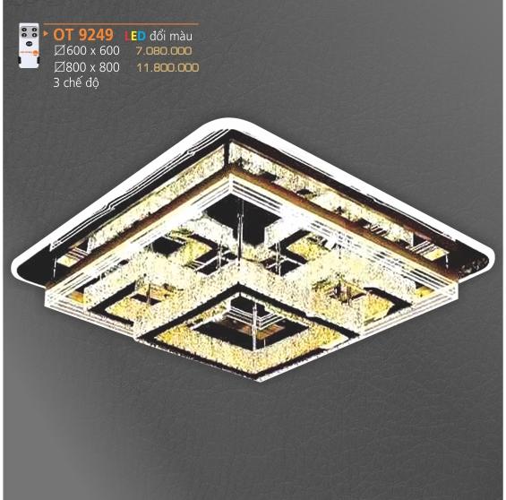 AD - OT 9249:  Đèn áp trần LED - KT: 600mm x 600mm - Đèn LED đổi 3 màu - Remote