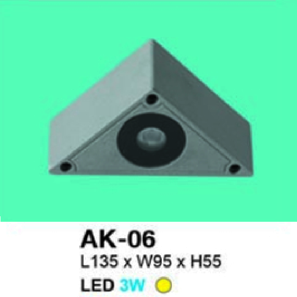 HF - AK - 06: Đèn LED gắn nổi bậc cầu thang - KT: L135mm x W95mmxH55mm - Đèn LED 3W ánh sáng vàng