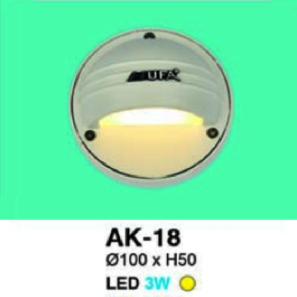 HF - AK - 18: Đèn LED gắn nổi bậc cầu thang - KT: Ø100mm x H50mm - Đèn LED 3W ánh sáng vàng