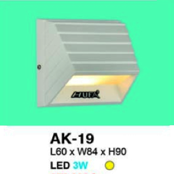 HF - AK - 19: Đèn gắn nổi bậc cầu thang - KT: L60mm x W84mm x H90mm - Đèn LED 3 W ánh sáng vàng
