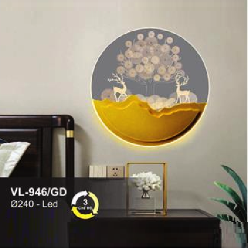 AN - VL - 946/GD: Đèn gắn tường LED  - KT: Ø240mm - Đèn LED đổi 3 màu