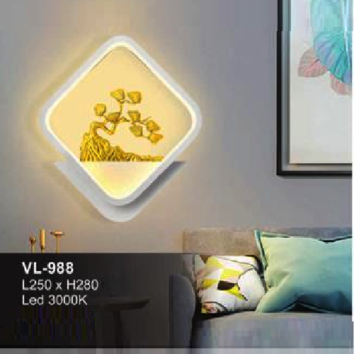 AN - VL - 988: Đèn gắn tường LED - KT: L255mm x H280mm - Đèn LED ánh sáng vàng 3000K