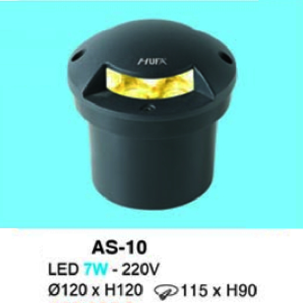 HF - AS 10: Đèn LED âm sàn - ĐK: Ø120mm x H120mm - Lỗ khoét: Ø115mm x H90mm - IP 65 - Đèn LED 7W - 220V - Ánh sáng vàng