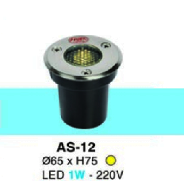 HF - AS 12: Đèn LED âm sàn - ĐK: Ø65mm x H75mm - IP 65 - Đèn LED 1W - 220V - Ánh sáng vàng