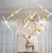 AU - ĐT -  1996/20 (vàng/ đen): Đèn chùm LED G9*20 bóng, KT: L2000mm*W750mm*H950mm