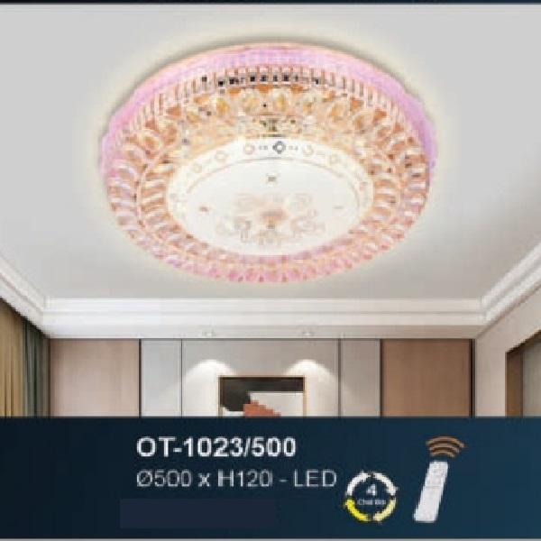 AN - OT - 1023/500: Đèn áp trần LED - KT: Ø500mm x H120mm - Đèn  LED đổi 3 màu - Remote