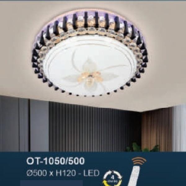 AN - OT - 1050/500: Đèn áp trần LED - KT: Ø500mm x H120mm - Đèn  LED đổi 3 màu - Remote
