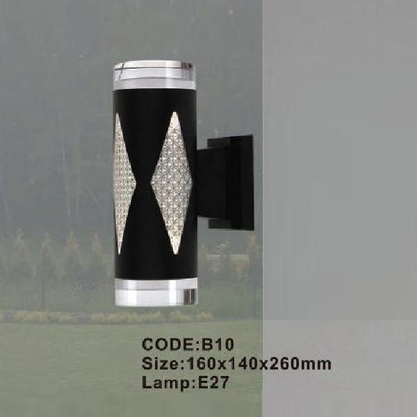 CODE: B10: Đèn gắn tường vách ngoài - KT: 160mm x 140mm x H260mm - Bóng đèn E27 x 2 bóng