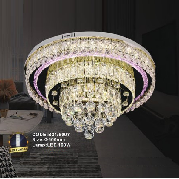 CODE: B31/600Y: Đèn áp trần LED - KT: Ø600mm - Đèn LED 190W, ánh sáng đổi 3 màu