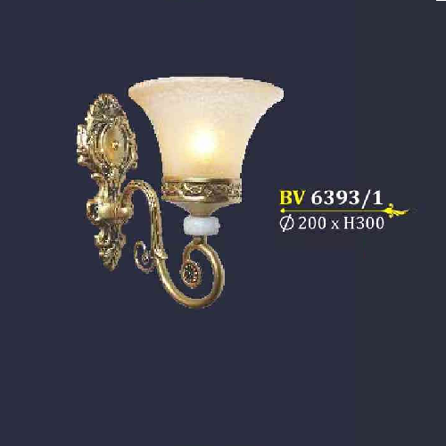 BM - BV 6393/1: Đèn gắn tường 1 bóng - KT: Ø200mm x H300mm - Đèn chân E27 x 1 bóng