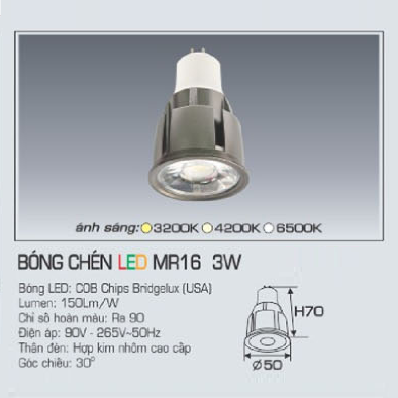 Bóng chén LED MR16 3W