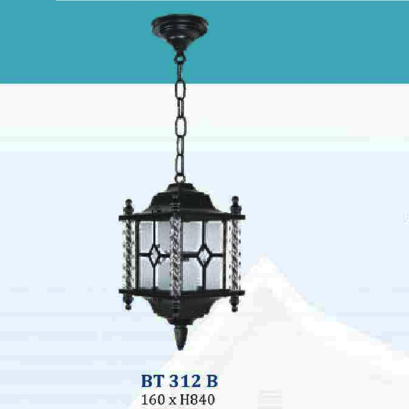 BM - BT 312 B: Đèn thả đơn - KT: Ø160mm x H840mm - Bóng đèn E27 x 1 bóng
