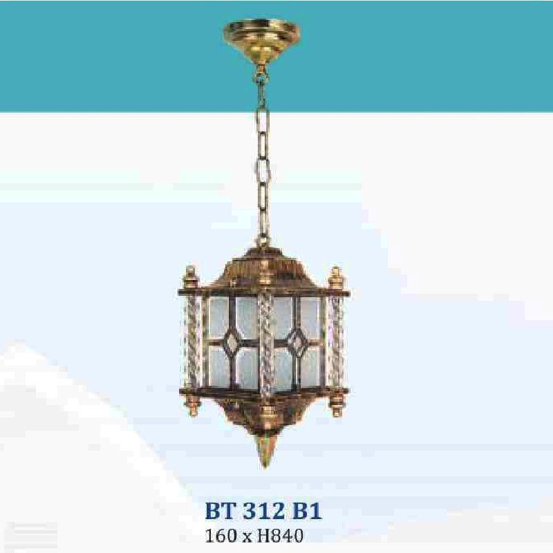 BM - BT 312 B1: Đèn thả đơn - KT: Ø160mm x H840mm - Bóng đèn E27 x 1 bóng