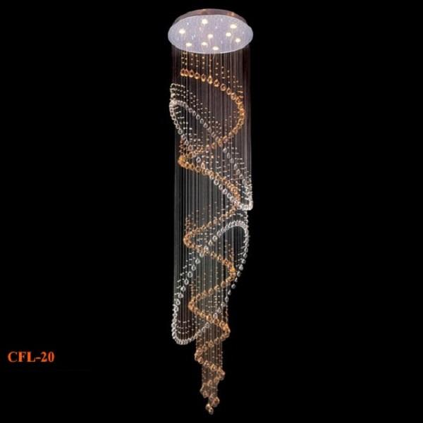 EU -  CFL - 20: Đèn thả dây hạt Phale - 224 Hạt Phale ( lớn, nhỏ) KT: Ø660mm x H2450mm - Đèn LED GU10 5W x 9 bóng
