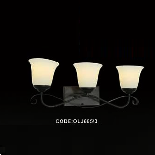 CODE: OLJ665/3: Đèn gắn tường ba bóng, chao thủy tinh - KT: Ø640mm x H270mm  - Đèn E27 x 3 bóng