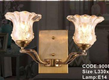 CODE: 9008/2: Đèn tường 1 bóng, chao thủy tinh, KT: L330mm*W480mm*H320mm