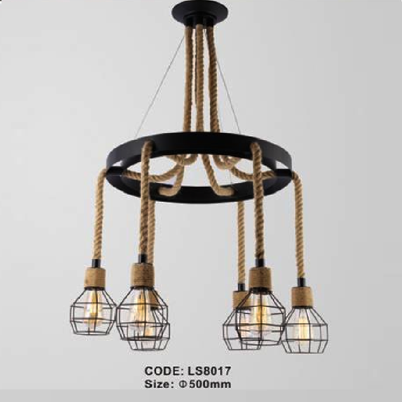 CODE: LS8017: Đèn chùm thả Cafe - KT: Ø500mm - Bóng đèn E27 x 6 bóng